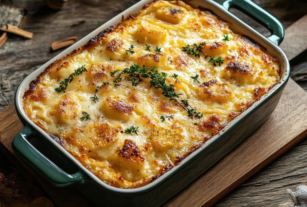 Ofenfrisches Kartoffel-Pastinaken-Gratin mit Thymian und Käsekruste – herbstlich genießen mit KüchenMarkt