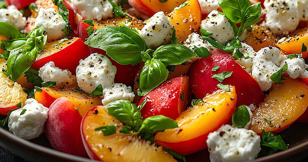 Pfirsich-Mozzarella-Salat mit Basilikum – Sommerlich frisch Pfirsich-Mozzarella-Salat mit Basilikum – Sommerlich frisch