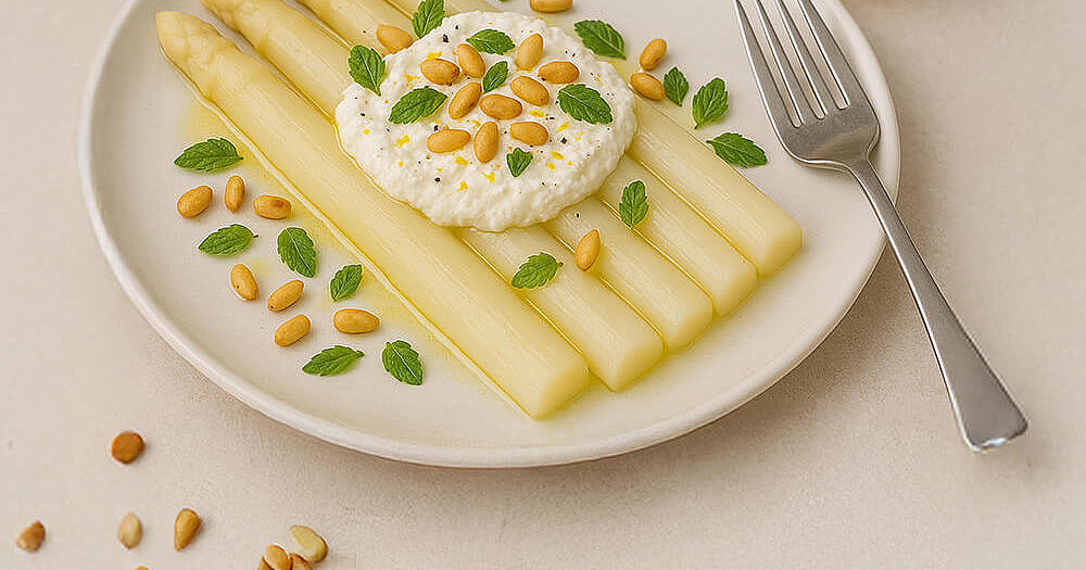 Weißer Spargel mit frischer Zitronen-Ricotta-Creme - Einfaches Rezept