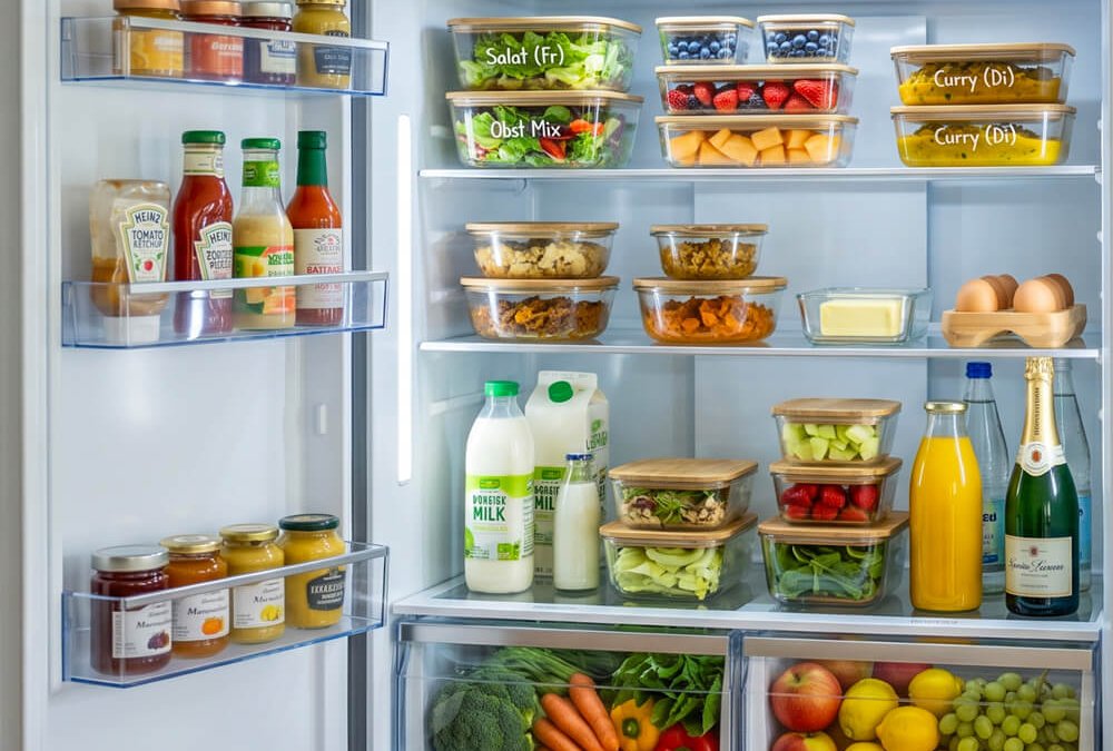 Sauber eingeräumter Kühlschrank ohne Schimmelbildung