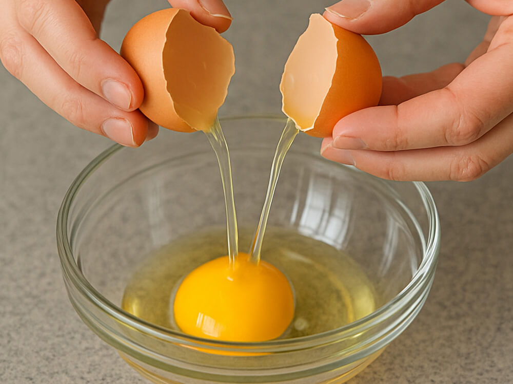 Eierschalen entfernen und Küchenhygiene beachten bei rohen Eiern