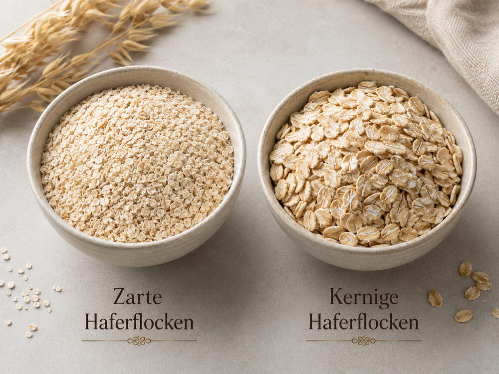 Haferflocken für eine gesunde Frühstücksecke und vorbereitete Overnight Oats