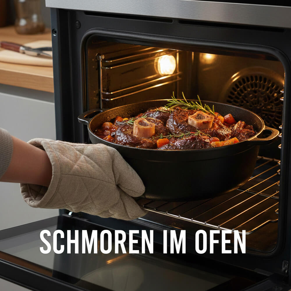 Ossobuco im Ofen schmoren – Kontrolle der Kerntemperatur im Bräter