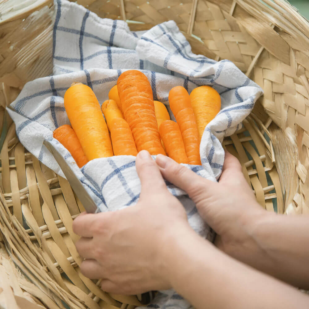 Karotten-aufbewahren – Möhren im Küchentuch frisch halten ohne Plastik